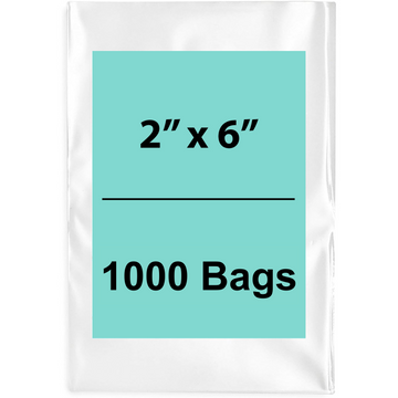 2X6 inches Clear Flat Poly Bags 2Mil Open Top (LDPE)